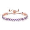 Pulsera ajustable de diamantes completos Popular en Europa y Estados Unidos Zircón redondo de 4 mm Fila única de cristal Joyería de piedra natal transfronteriza para mujer Venta al por mayor
