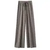 Envio Internacional Calças de Lã 100% Pura de Pernas Largas para Mulheres, Estilo Outono e Inverno, Calças de Tricô de Caxemira Compridas, Calças de Lã Estendidas