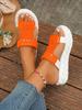 Sandalias de mujer de suela gruesa Europa y Estados Unidos transfronterizas lana tejida base de plataforma directo de fábrica 2024 nuevos zapatos de mujer