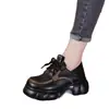 Mocasines de Suela Gruesa para Viajes Diarios para Mujer 2026 Otoño Nuevo Estilo Versátil Punta Redonda con Cordones Plataforma Suela que Aumenta la Altura Suela Suave Zapatos Individuales
