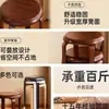 Taburete Redondo de Madera Maciza para Mesa de Comedor en Casa, Taburete de Comedor para Sala de Estar, Taburete Pequeño Engrosado Retro Estilo Chino, Taburete de Madera Maciza, Taburete Bajo Apilable