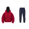 Nova Temporada Moletom com Capuz Duplo e Zíper DIY Liso Masculino Feminino Outono Inverno Conjunto de Calça de Moletom com Capuz e Zíper para Casal