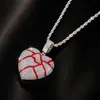 Pendente de Coração Partido de Personalidade Criativa Europeu e Americano Cobre Banhado a Ouro com Zircônia Cheio de Diamantes Colar Hip-Hop Tendência Masculino Joia