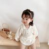 Ropa Coreana para Niñas Primavera y Otoño 2026 Nuevo Elegante Holgado Encaje Bordado Cuello Alto Conjunto de Camisa para Niñas Lindas