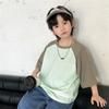 Camiseta Corta para Niños con Mangas Raglán Estilo Fresco Ropa con Bloques de Color Verano 2026 Nuevo Estilo Ropa Infantil Coreana Hai Ma