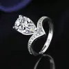 Anillo Exquisito, Sencillo, de Alta Gama, con Micro-Incustaciones, Forma de Pera Gota de Agua, Circonita, para Mujer, Estilo de Moda Europeo y Americano, Anillo de Lujo Ligero