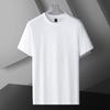 Camiseta de manga corta de algodón puro Ice Silk Cool para hombre, camiseta de verano ajustada de media manga y color puro, cuello redondo y color puro.