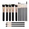 Lote Mixto PequeñoAmazon Clásico Más Vendido Set de 15 Brochas de Maquillaje Negras Venta Transfronteriza Set Completo Fábrica de Maquillaje de Belleza