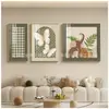 Fondo de Pared de Sofá de Sala de Estar Pintura Decorativa de Tres Piezas Estilo Moderno Simple Crema Mural Abstracto Fresco Simple Elegante Pintura de Pared