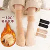 Meias Grossas com Forro de Lã para Mulheres, Meias de Cano Médio para Outono e Inverno, Meias Quentes para Chão de Cor Sólida, Meias de Neve Estilo Japonês, À Prova de Frio para Outono e Inverno