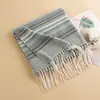 Bufanda de Imitación Cachemir a Cuadros Personalizada para Mujer en Invierno, Bufanda Popular de Gama Alta, Estilo Británico Ropa de Trabajo, Cálida y Versátil con Borlas
