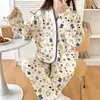 Pijama Nuevo Estilo Otoño e Invierno 2024 para Mujer Manga Larga Estilo Delgado Estilo Celebridad de Internet INS Venta Caliente Conjunto de Cárdigan Casual para el Hogar
