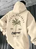 Sudadera con capucha de moda unisex con estampado de palmeras 2026 Otoño e Invierno Casual Holgada Estilo Callejero Cálida