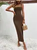 Verão Americano Novo Transfronteiriço Feminino Sexy Costas Nuas Slim Fit Quadril Vestido de Noite vestido Vestido Longo Feminino