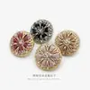 Botones Metálicos Trenzados Rojos, Exquisitos Botones de Cuerda con Forma de Flor, Botones para Suéteres y Chaquetas, Botones de Cinta, Botones Decorativos de Diamante