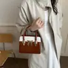 Bolso Pequeño Cuadrado de Bloques de Color Estilo Coreano Bolso Cruzado con Lazo para Mujer Versátil Francés Nicho Exquisito Bolso de Hombro Único Estilo Mori