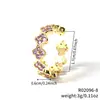 Moxi Niche Lujo Ligero para Mujer Gama Alta Colorido Trébol de Cuatro Hojas Microincrustado Circonita Anillo Abierto Joyería de Mano Venta al por Mayor