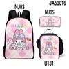 Bolsa de Ombro Meridian Sanrio Periférica Nova Estampada 3D Bolsa de Almoço Estojo Três Peças Mochila Escolar para Homens e Mulheres Estudantes