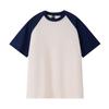 Camiseta Casual de Manga Corta Raglán con Bloques de Color, Cuello Redondo, Corte Holgado, Hombros Caídos, Algodón Puro de Doble Hilo, 260g, 32 Piezas