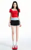 Shorts Feminino Picante com Listras Laterais, Novo Verão 2026 Cintura Alta Linha A Justo Peça Externa Fitness Casual Esportivo Hot Pants