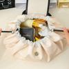 Bolsa de Cosméticos Perezosa para Mujer, Portátil, de Gran Capacidad, Bolsa de Almacenamiento para Viaje, Bolsa de Almacenamiento para Cuidado de la Piel con Cordón de Ajuste Francés