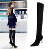 315-9 Moda estilo europeo y americano tacón alto elástico licra tacón fino punta sexy club nocturno delgado pedicura botas hasta la rodilla