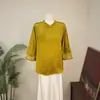 Blusa bordada em jacquard de cor sólida estilo chinês novo da Zhi Li, novo modelo de outono 26, top versátil simples de comprimento médio para mulheres
