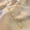 Pulsera Múltiple Hueca de Flor de Cuatro Hojas de la Suerte para Mujer con Chapa de Oro Rosa de 18K Estilo Coreano Simple Accesorios de Acero de Titanio No Se Desvanecen