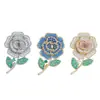 Broche para Mulheres, Broche Pequeno de Flor Rosa com Zircônia Completa, Broche de Cristal Estéreo de Zircônia Azul, Broche Elegante de Cristal