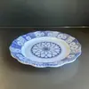 Louça de Porcelana Azul e Branca Estilo Chinês Yiwu Comércio Exterior A1 Exportação Prato Fundo de Plástico Melamina 9 Polegadas 10 Polegadas com Borda Floral e Padrão de Ondas 30%