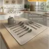 Tapete de escorrer para cozinha transfronteiriço, tapete de mesa absorvente de água e de secagem rápida, tapete antiderrapante de terra de diatomáceas, jogo americano isolante térmico e anti-queimaduras, atacado com etiquetagem