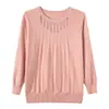 Moderna blusa de punto de otoño para madres, elegante suéter fino nuevo de manga larga y cuello redondo para mujeres de mediana edad y mayores