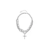 Collar con Colgante de Cruz de Perla para Mujer Tendencia ins Europea y Americana Popular en Internet Hip Hop Dulce Fresco Personalidad Cadena de Clavícula Multicapa Avanzada