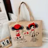 Bolso de Hombro Nuevo Estampado, Bolso de Lona para Mujer de Mano, Bolso Tote Estilo Coreano de Gran Capacidad, Bolso Artístico para Estudiante