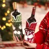 Funda de botella de vino de dibujos animados de Papá Noel para Navidad, decoración de ambiente de escena de fiesta, suministros, funda protectora tejida para vino tinto, champán