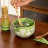 Juego de Té Matcha de 7 Piezas Tazón Matcha a Cuadros con Pico Flor de Cerezo Batidor de Té Estilo Ins Europeo y Americano 100 Piezas