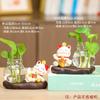 Ruijie Traga Riqueza e Tesouro Gato Vaso Hidropônico Ornamento de Mesa Rabanete Verde Recipiente de Cerâmica para Flores Cultivadas em Água Decoração de Sala de Estar Escritório Porcelana Branca