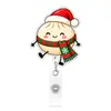 Clip retráctil para insignia de acrílico con tira de extracción de dibujos animados de palomitas de maíz navideñas, colgante de llavero lindo, regalo navideño