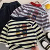 Camiseta de Manga Longa para Meninos 2026 Nova Camisa Polo Infantil Outono Roupa Infantil Listrada Estilosa Top para Menino Tendência Dropshipping a