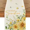 Camino de Mesa de Verano Transfronterizo Estilo Océano Mantel Estampado de Limón y Girasol Camino de Mesa Cubierta para Mesa de Café Mesa de Comedor Bandera