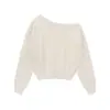 Blusa preguiçosa ombro a ombro com manga morcego para usar por baixo de um suéter