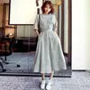 Vestido transfronterizo Falda grande Mujer Verano 2024 Estilo coreano Manga corta Cintura Falda larga Cintura alta Cuello redondo Falda negra pequeña