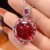 2026 Nuevo Modelo Zhuang Shengsheng Joyería Latón Imitación Corindón Rojo Fluorescente Gama Alta Lujo Ligero Juego de Collares 18*20
