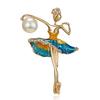Broche de Personaje de Moda Transfronteriza Europea y Americana Broche Creativo de Niña Bailarina Perla Pedrería Pintura al Óleo Accesorios Versátiles Venta al por Mayor