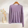 Tricô Fino de Lã Fina para Primavera e Verão, Novo Estilo, Gola Redonda, Amigo da Pele, Versátil, Manga Longa, Camisa Base Clássica para o Dia a Dia