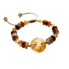 Pulsera Estilo Étnico Chino Nuevo marrón con Cuentas Hebilla Ping An para Pareja Pulsera Ajustable con Sensación Cool Antigua