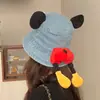 Bonito Sombrero de Pescador de Mano Pequeña para Mujer Verano 2025 Nuevo Sombrero de Protección Solar Mostrando la Cara Sombrero de Cubeta Pequeño de Dibujos Animados Circunferencia de Cabeza Grande