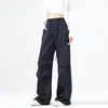 Pantalones cargo de mujer azul marino, nuevo estilo otoño 2026, rectos de pierna ancha holgados, deportivos estilo americano, secado rápido, pantalones de paracaidista de asalto