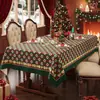 Toalha de Mesa de Natal Impermeável e à Prova de Óleo Sem Lavagem Atmosfera Vermelha Retrô Decoração de Mesa Retangular Toalha de Mesa