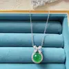 Collar de acero de titanio con cadena para clavícula femenina, imitación de calcedonia de hielo alta natural, Buda, accesorios de regalo de cumpleaños avanzados, venta al por mayor en vivo